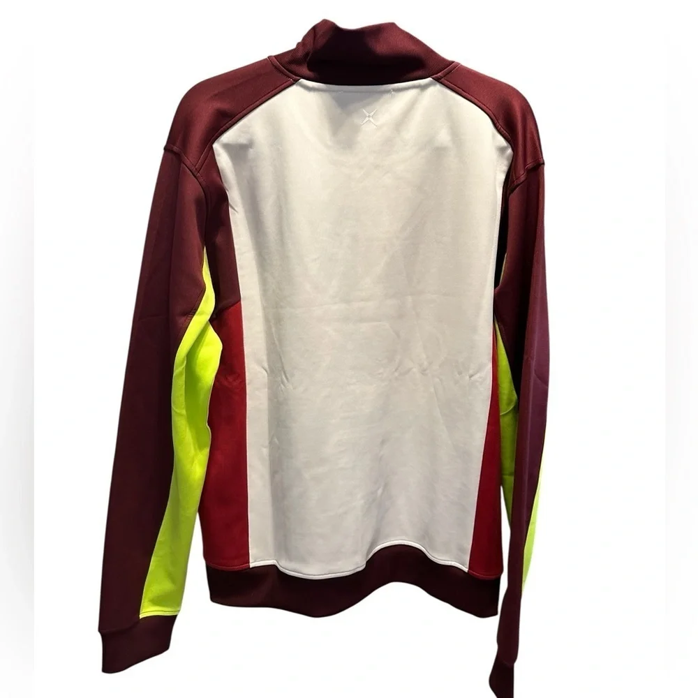 NWT GSTQ Men’s Colorblock Knit Zip-Up Jacket Cream Maroon Bright Yellow - L